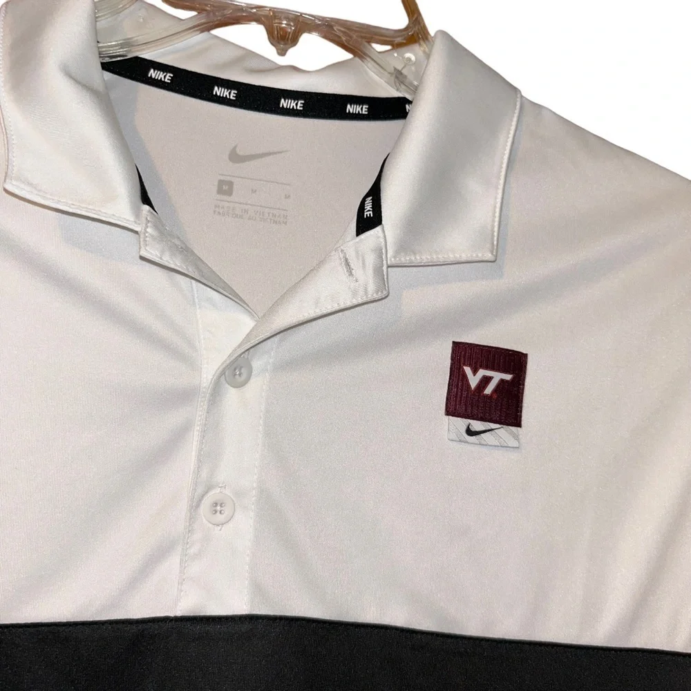 Men Nike Virginia tech Hokies VT stripe golf polo shirt size M tennis